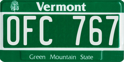 VT license plate OFC767