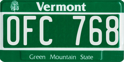 VT license plate OFC768