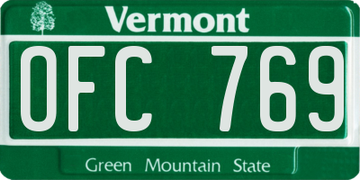 VT license plate OFC769