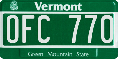 VT license plate OFC770