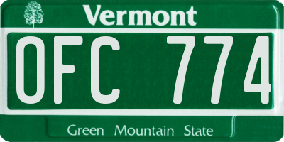 VT license plate OFC774