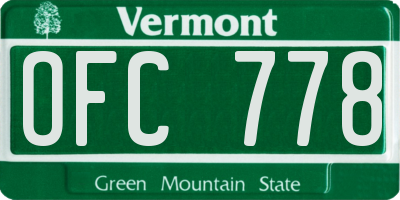 VT license plate OFC778