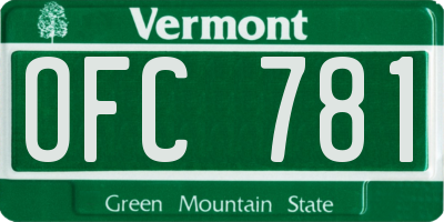 VT license plate OFC781