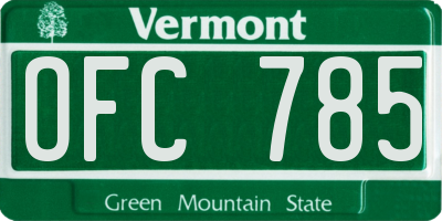 VT license plate OFC785