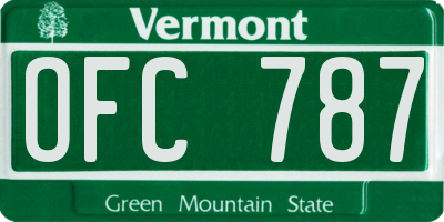 VT license plate OFC787
