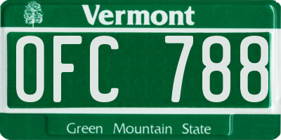 VT license plate OFC788