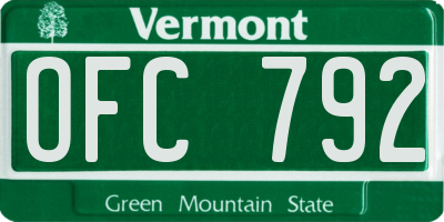 VT license plate OFC792