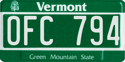 VT license plate OFC794