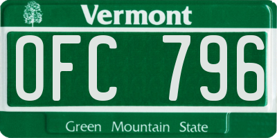 VT license plate OFC796