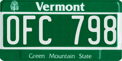 VT license plate OFC798