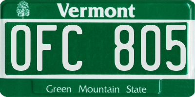 VT license plate OFC805