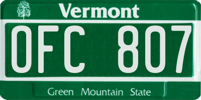 VT license plate OFC807