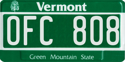 VT license plate OFC808