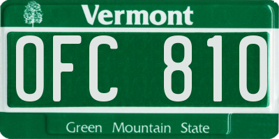 VT license plate OFC810