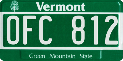 VT license plate OFC812