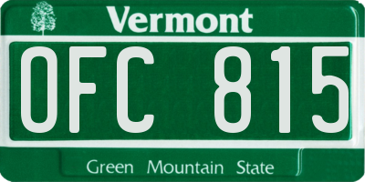VT license plate OFC815