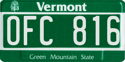 VT license plate OFC816