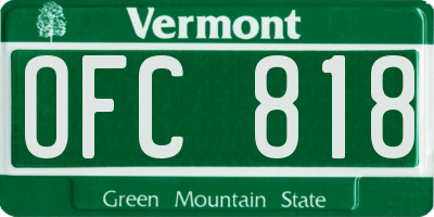 VT license plate OFC818