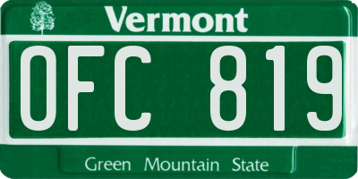VT license plate OFC819