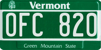 VT license plate OFC820