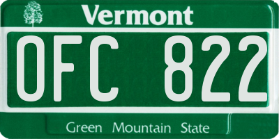 VT license plate OFC822