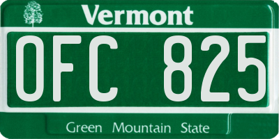 VT license plate OFC825