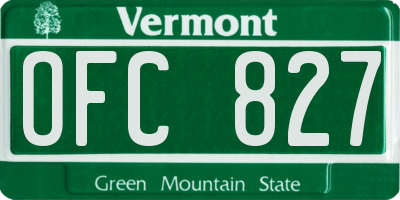 VT license plate OFC827