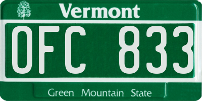 VT license plate OFC833