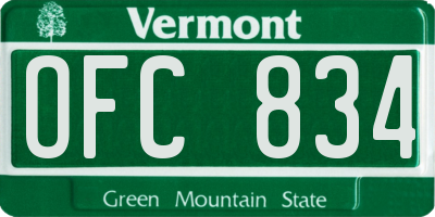 VT license plate OFC834
