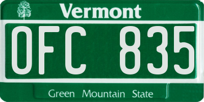 VT license plate OFC835