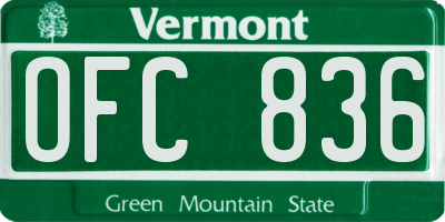 VT license plate OFC836