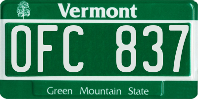 VT license plate OFC837