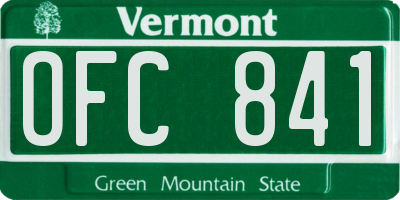 VT license plate OFC841