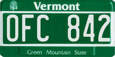 VT license plate OFC842