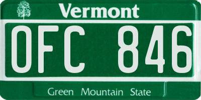 VT license plate OFC846