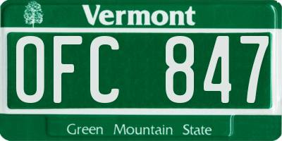 VT license plate OFC847