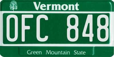 VT license plate OFC848