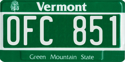 VT license plate OFC851