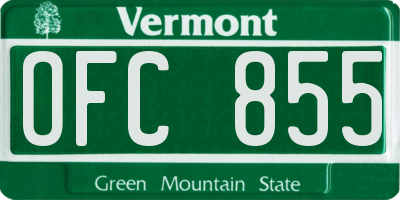 VT license plate OFC855