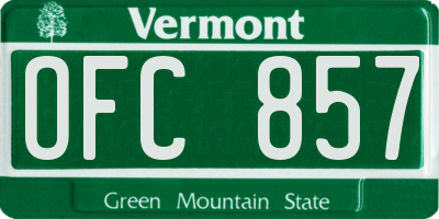 VT license plate OFC857