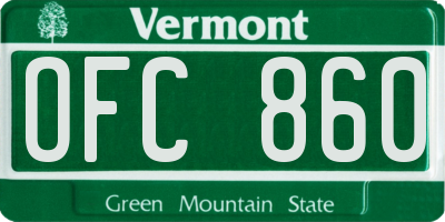 VT license plate OFC860