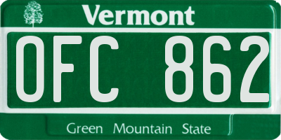 VT license plate OFC862