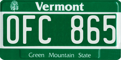VT license plate OFC865
