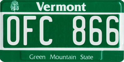 VT license plate OFC866