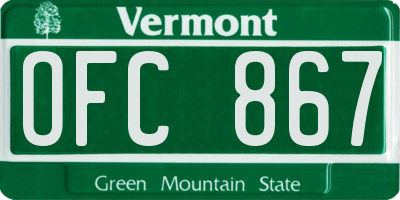 VT license plate OFC867