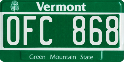 VT license plate OFC868