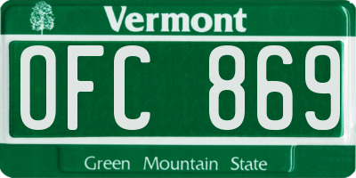 VT license plate OFC869
