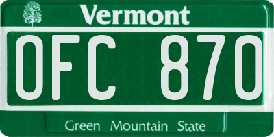 VT license plate OFC870