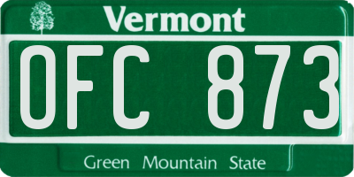 VT license plate OFC873