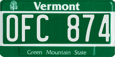 VT license plate OFC874